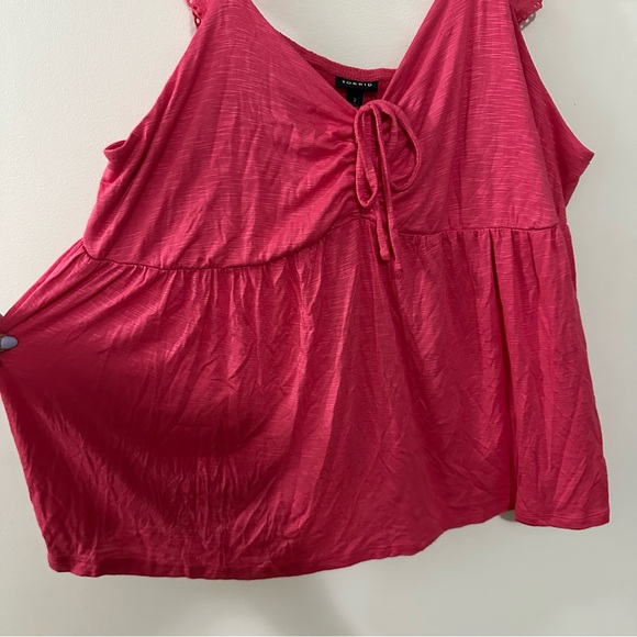 Torrid Slub Sweetheart Ruffle Eyelet Shoulder Tie Detail Pink‎ Tank Size 2X NWT - Picture 3 of 10